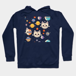 Pattern of cats face in space Hoodie